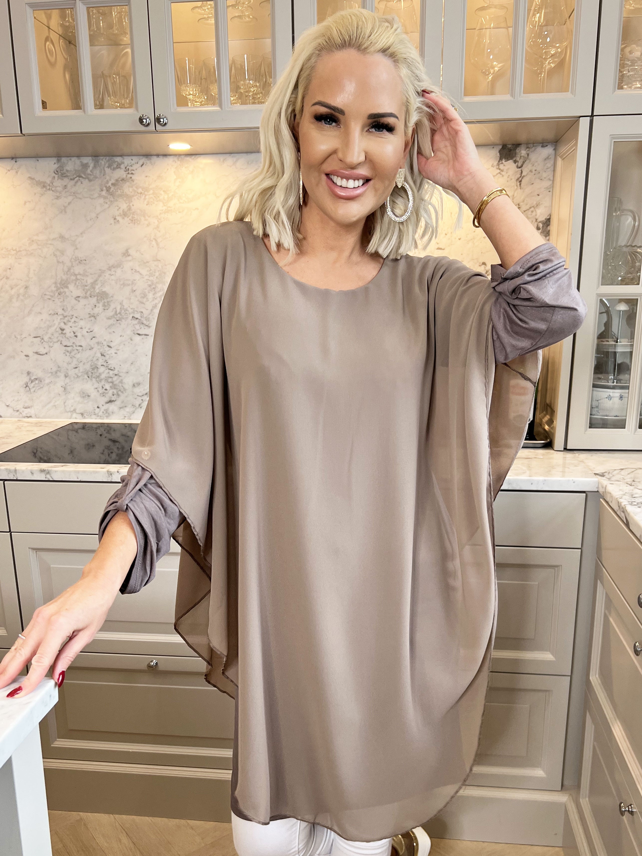 Kenya long sleeve - Tunikaklänning med chiffonglager